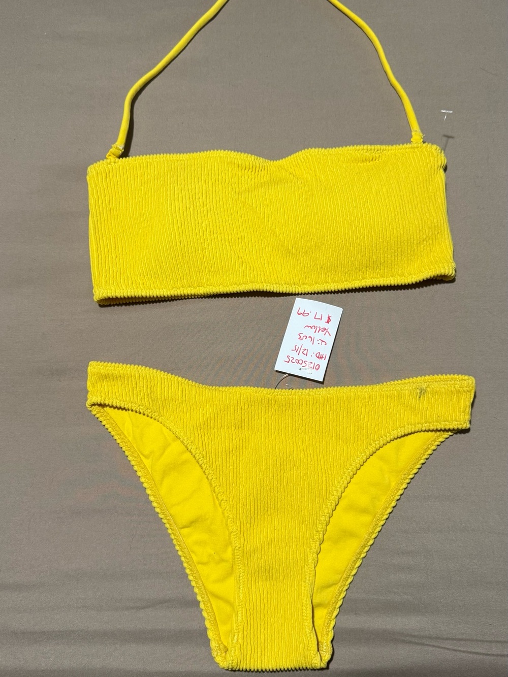 Forever 21 Bright Yellow Ribbed Bikini Set